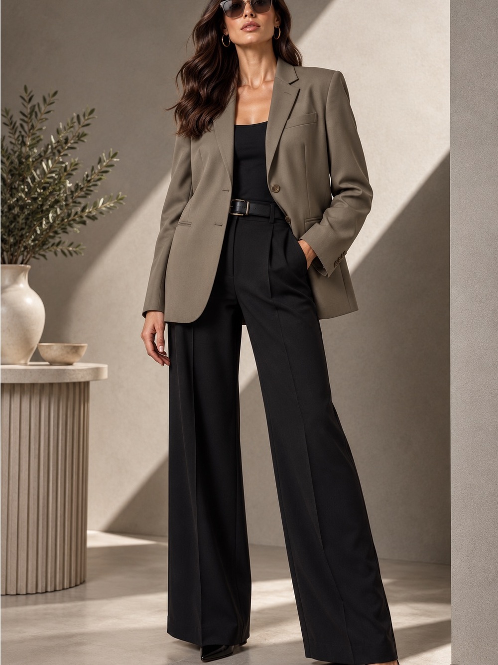 Karen Scott Blazer Womens 18 Olive Taupe Tailored 2 Button Lined Career Jacket